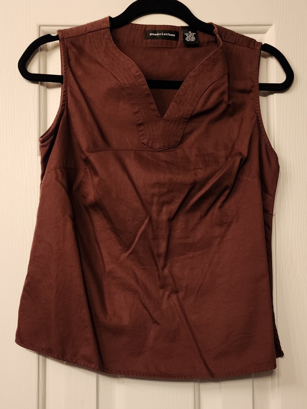 Brown Sleeveless V-Neck Women's Top